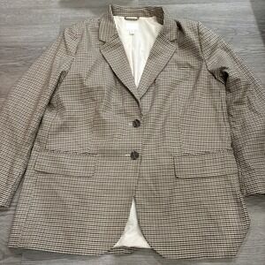 H&M Blazer Mens Size M Khaki Houndstooth Sport Coat 2 Button Suit Jacket Stretch